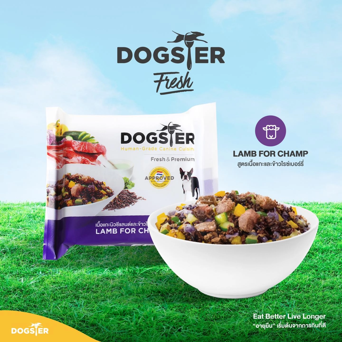 Dogster Fresh Lamb for Champ (เนื้อแกะและข้าวไรซ์เบอรี่)