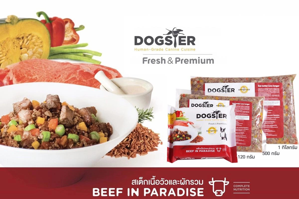 Dogster Fresh Beef in Paradise (สูตรเนื้อวัวและผักรวม)