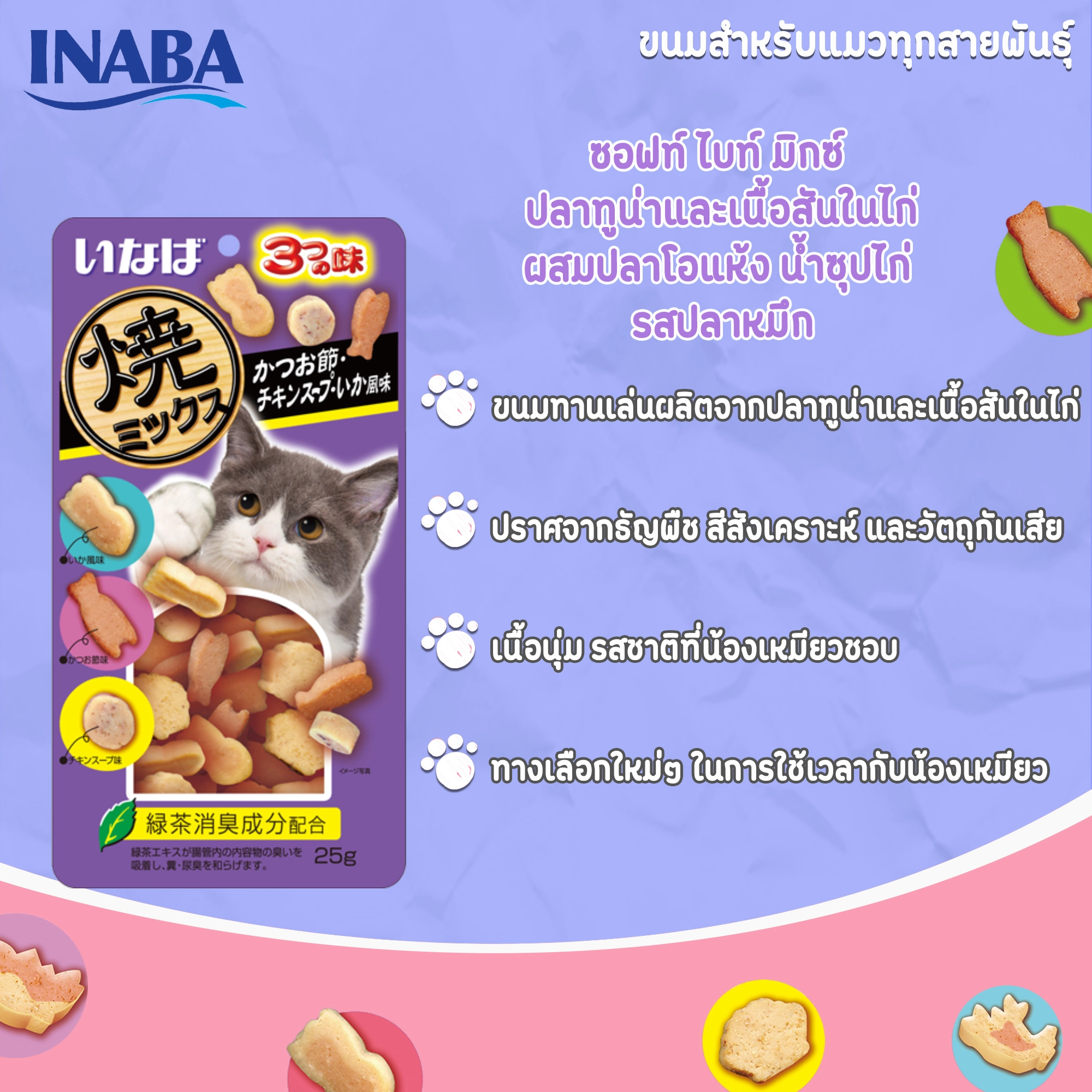 INABA Soft Bite ขนมแมวชนิดเม็ดสำหรับแมวทุกสายพันธุ์ทุกช่วงวัย