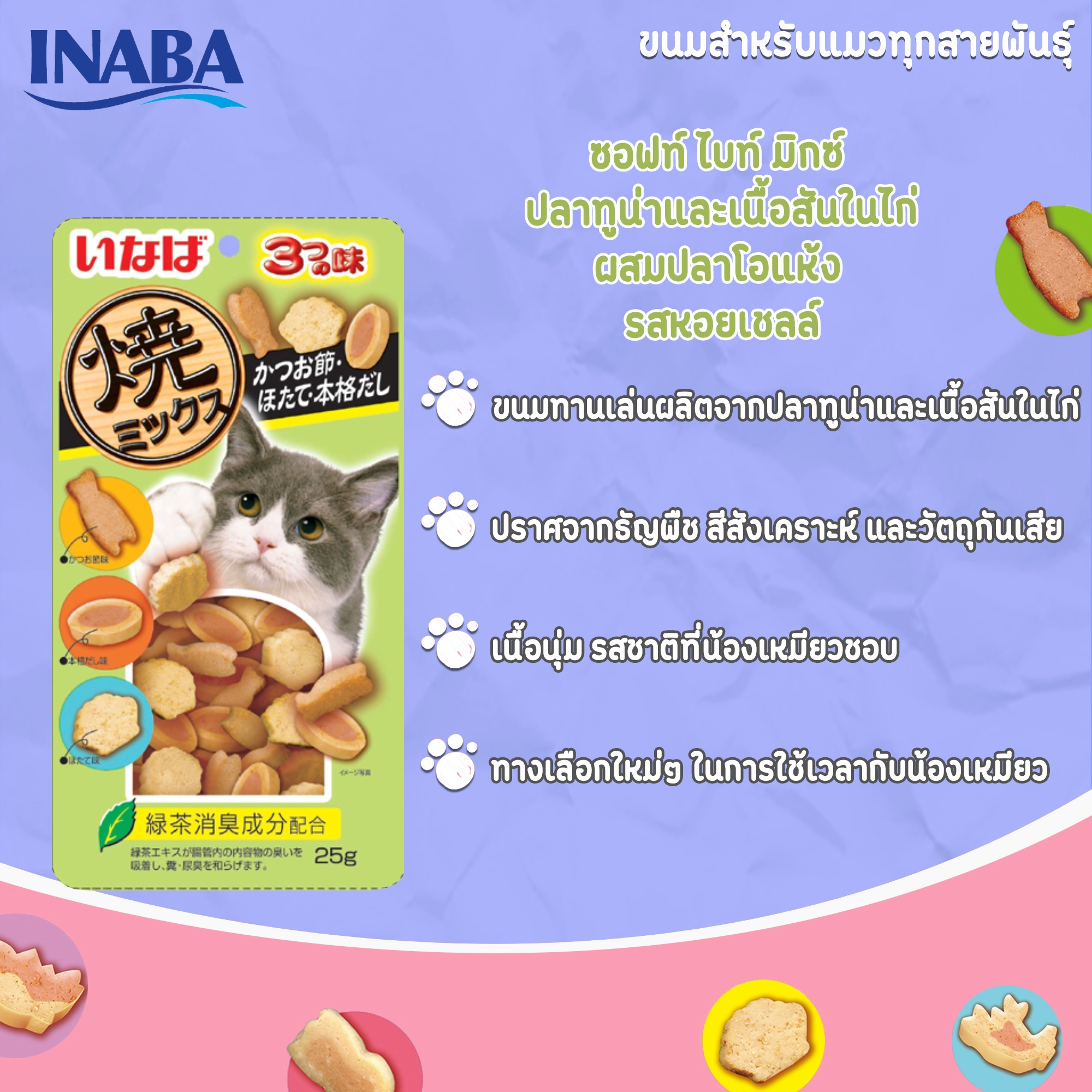 INABA Soft Bite ขนมแมวชนิดเม็ดสำหรับแมวทุกสายพันธุ์ทุกช่วงวัย