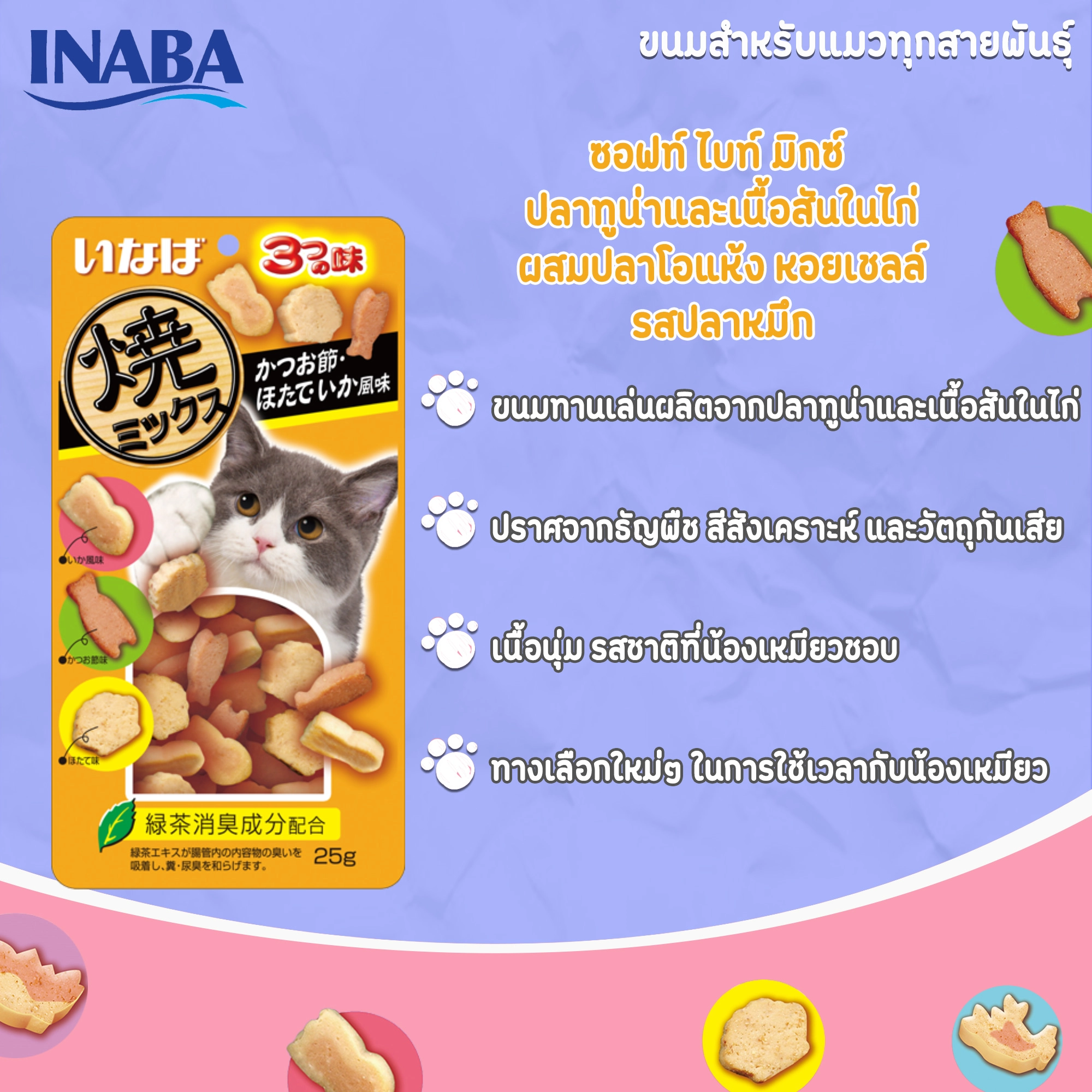 INABA Soft Bite ขนมแมวชนิดเม็ดสำหรับแมวทุกสายพันธุ์ทุกช่วงวัย