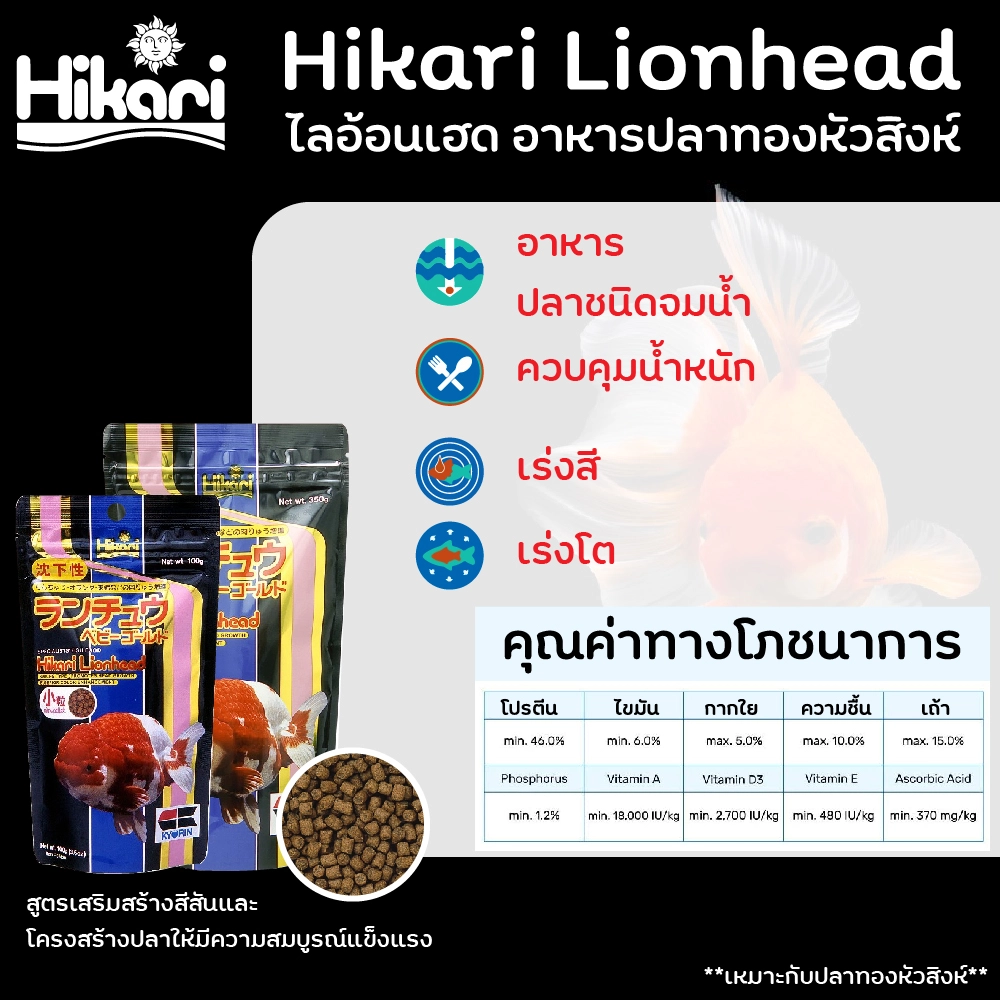 Hikari Lion Head อาหารปลาทองหัวสิงห์