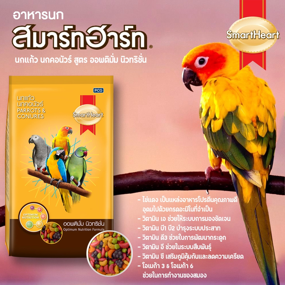 SMARTHEART อาหารนกแก้ว นกคอนัวร์ (สูตรออพติมั่ม นิวทริชั่น)