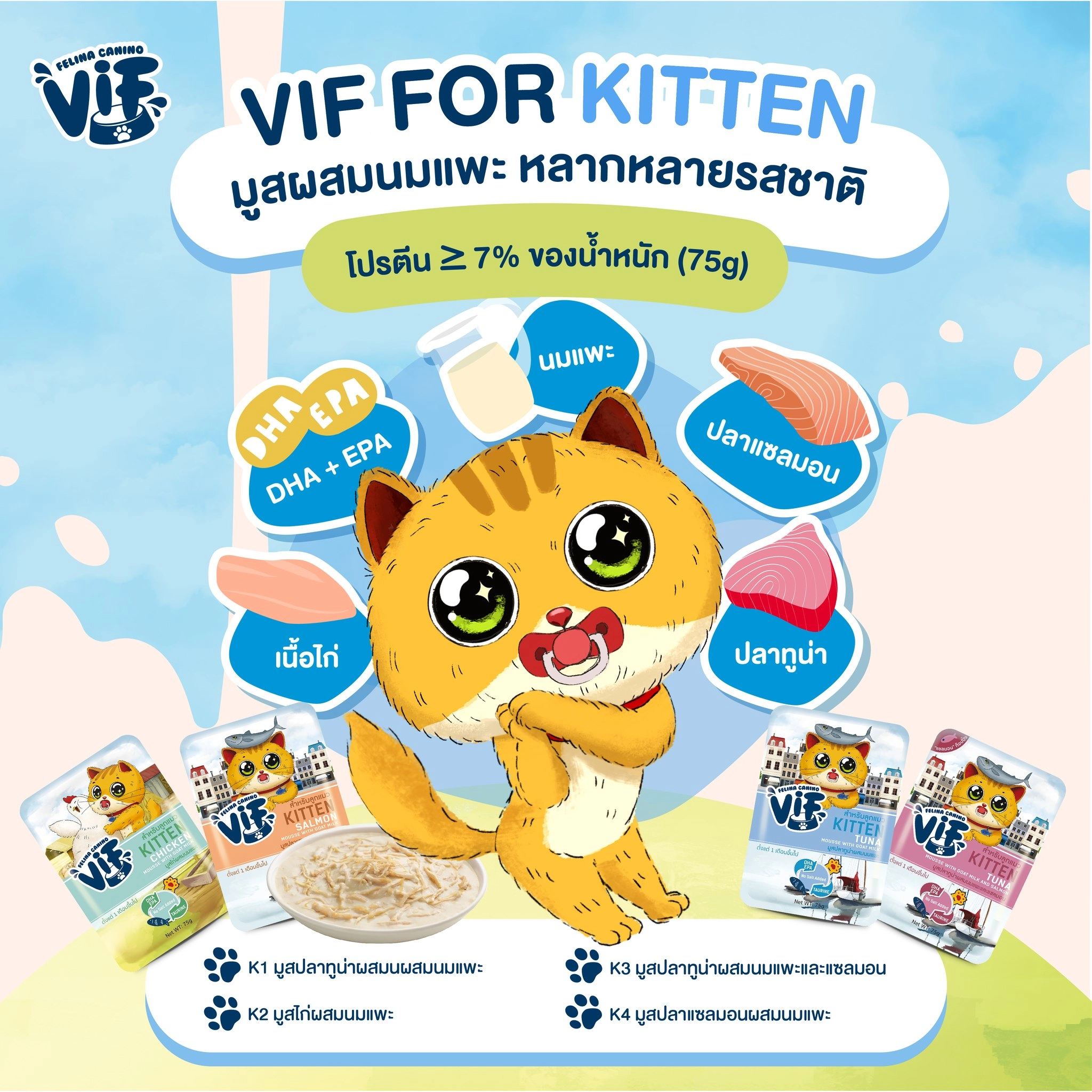 VIF อาหารเปียกแมว สำหรับแมวทุกช่วงวัย 75 กรัม