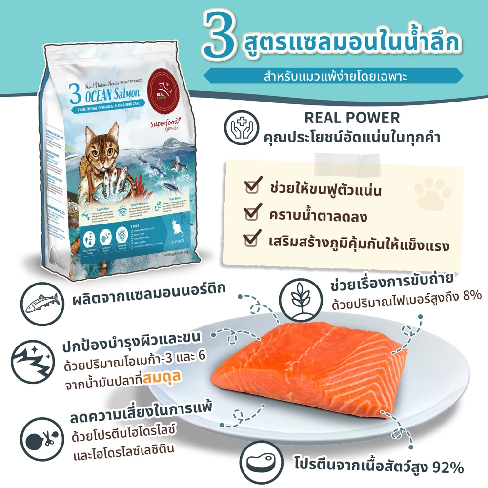 REAL POWER 3.OCEAN Salmon, Cat District, 1 year old up Salmon Recipes build immunity, reduce allergies