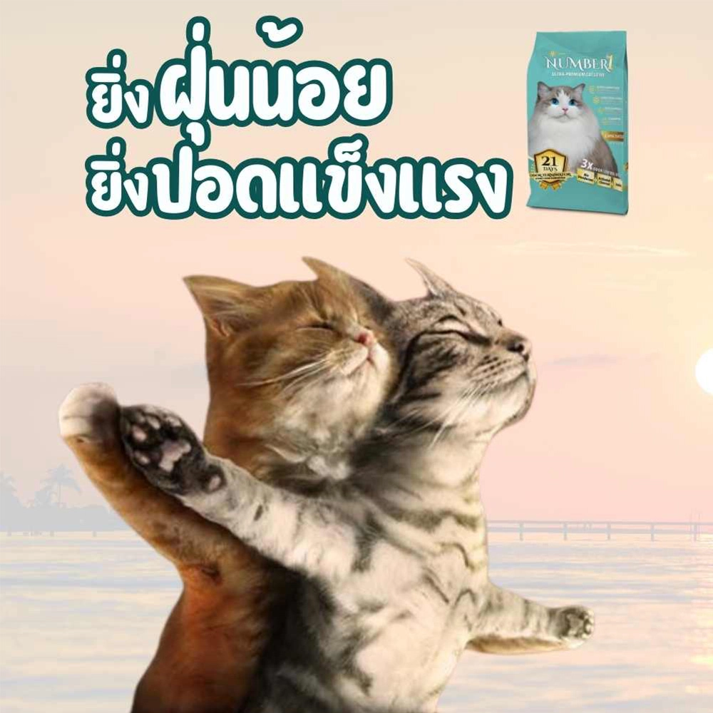 NUMBER1 ทรายแมวภูเขาไฟ สูตรไร้น้ำหอม