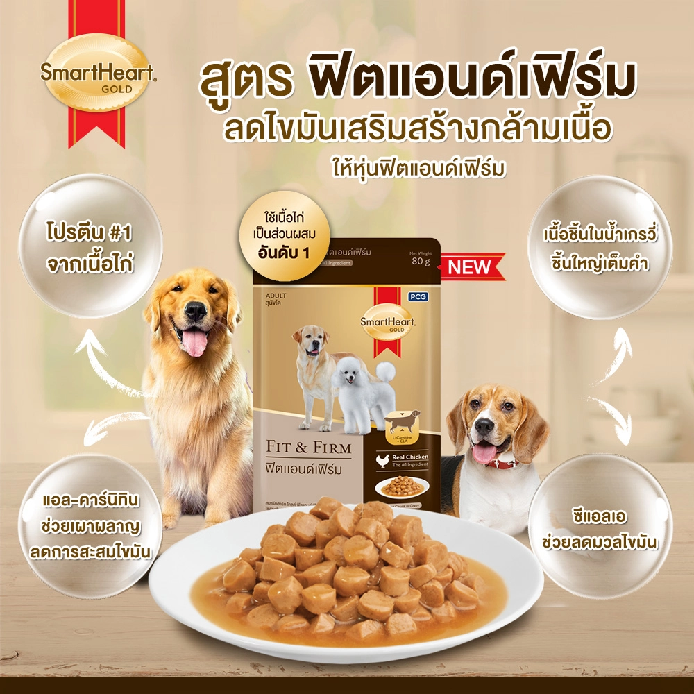 SMARTHEART GOLD Pouch อาหารเปียก สำหรับสุนัขทุกสายพันธุ์ 80 กรัม