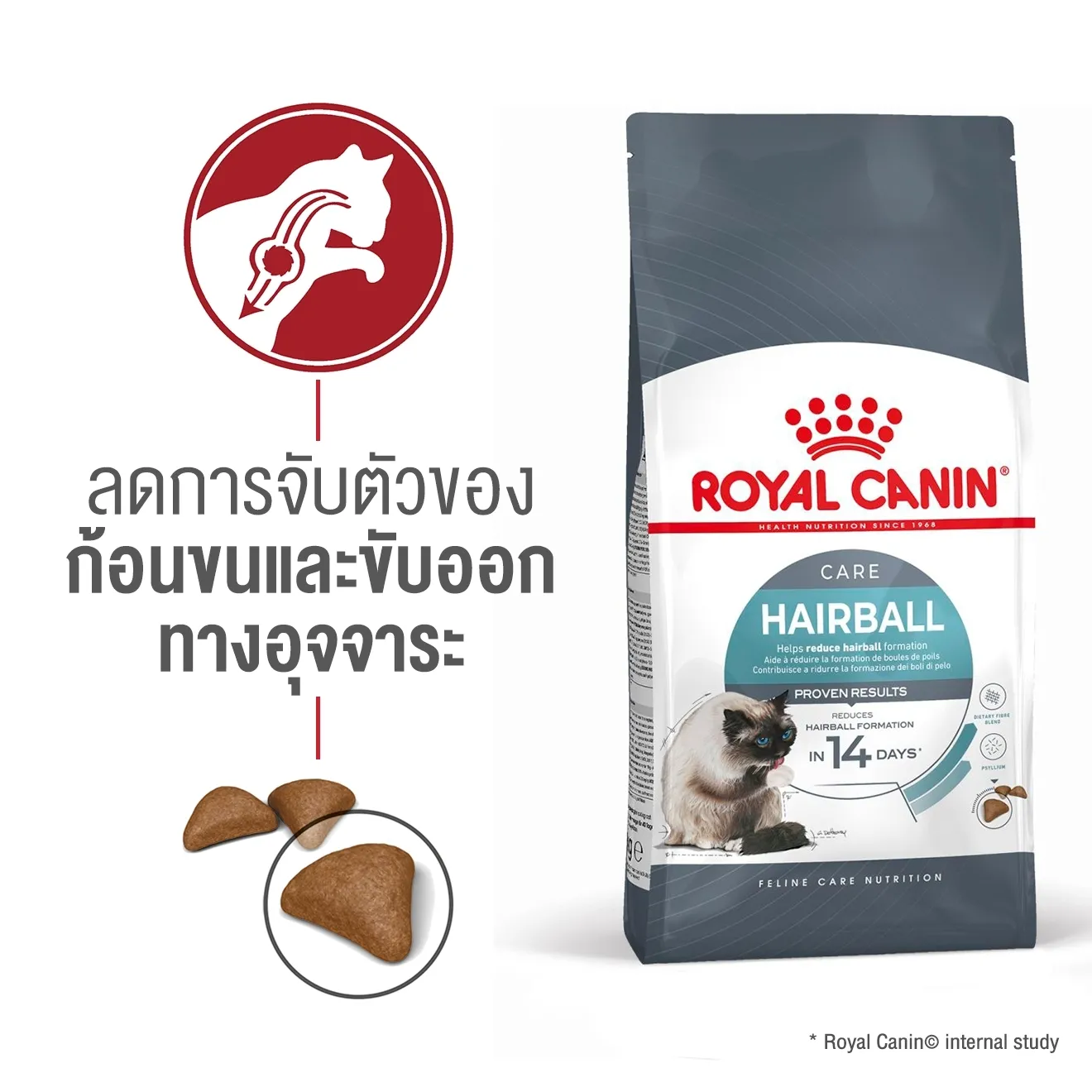 ROYAL CANIN Hairball Care อาหารเม็ดสำหรับแมวโตทุกสายพันธุ์ สูตรกำจัดก้อนขน