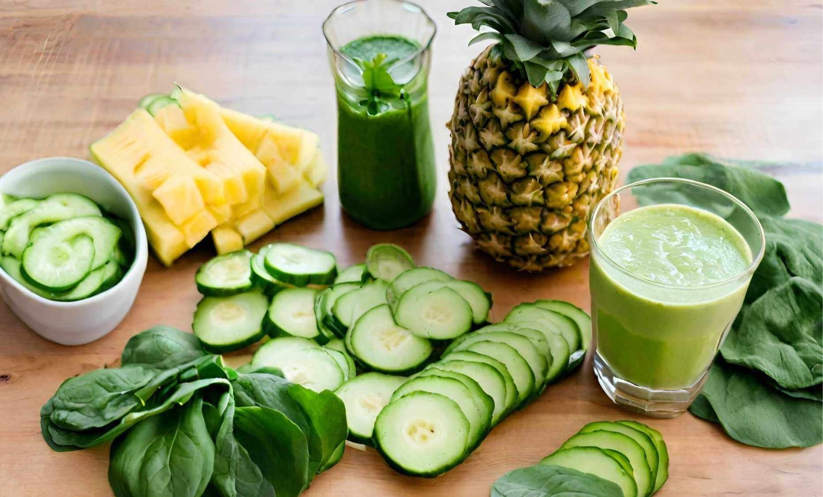 Batido de Piña, Pepino y Espinaca con Bebida de Almendras - Calorías - Fitia