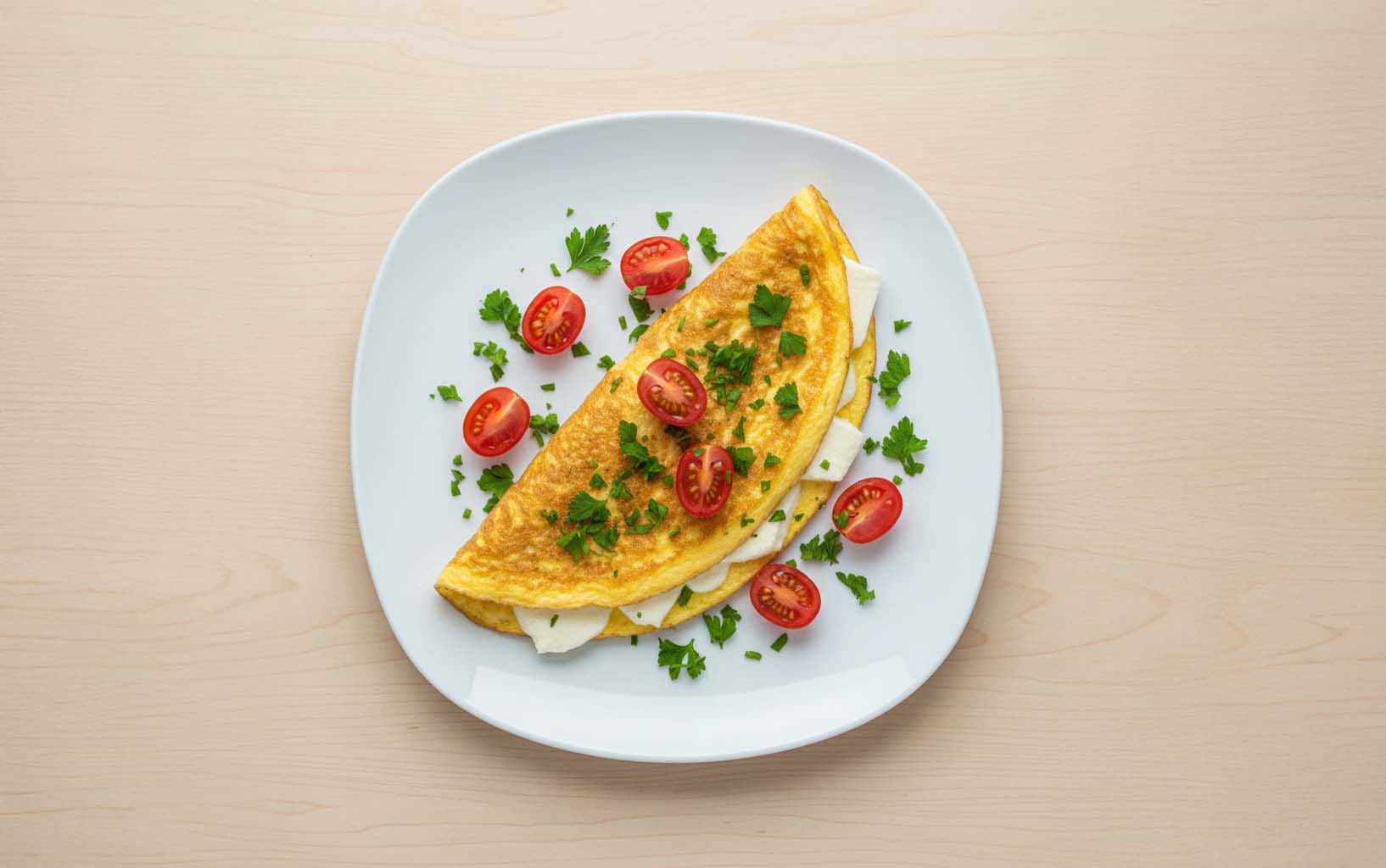 Omelette de Queso con Tomate