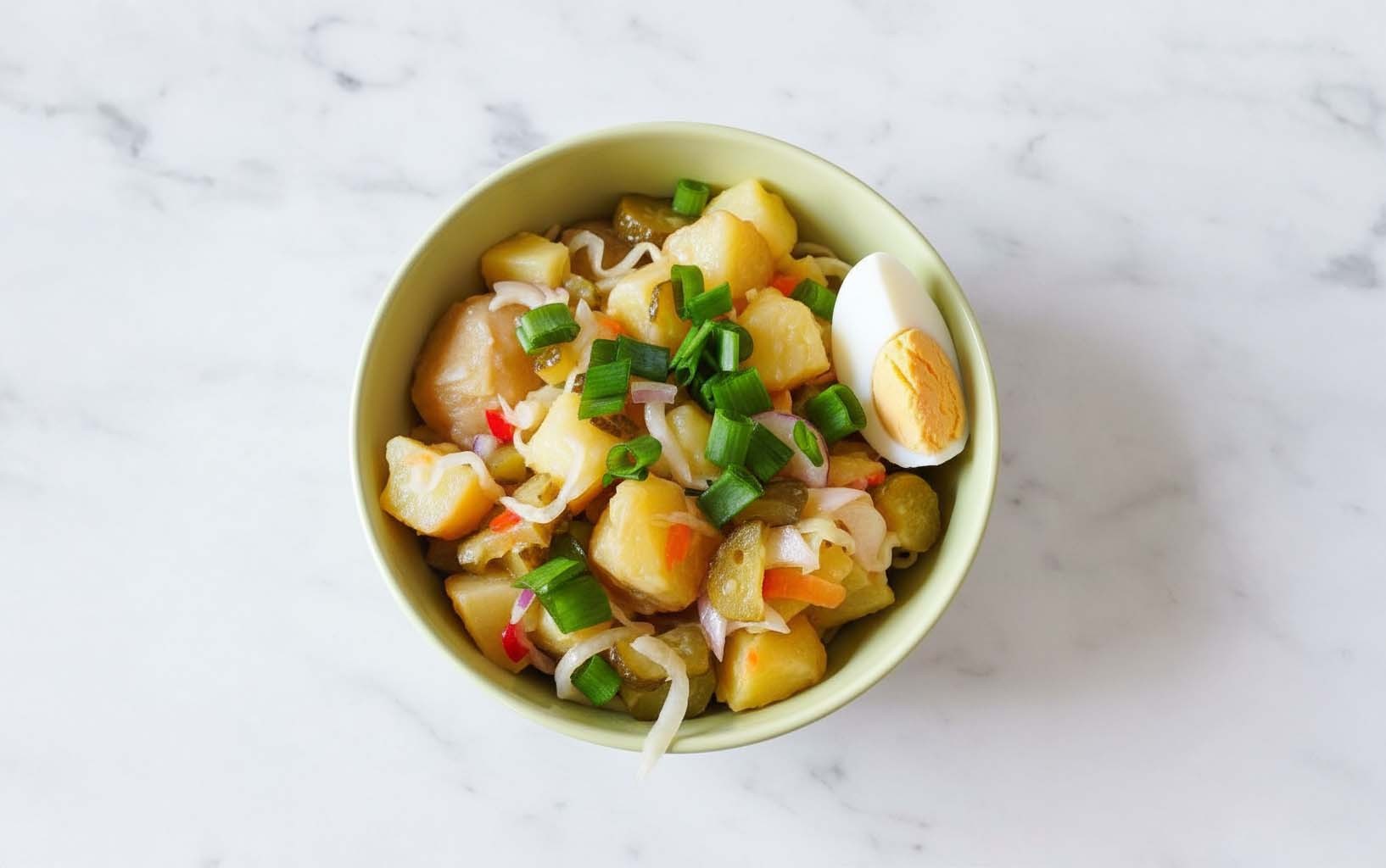 Ensalada de Papa, Huevo, Cebolla y Pepinillos