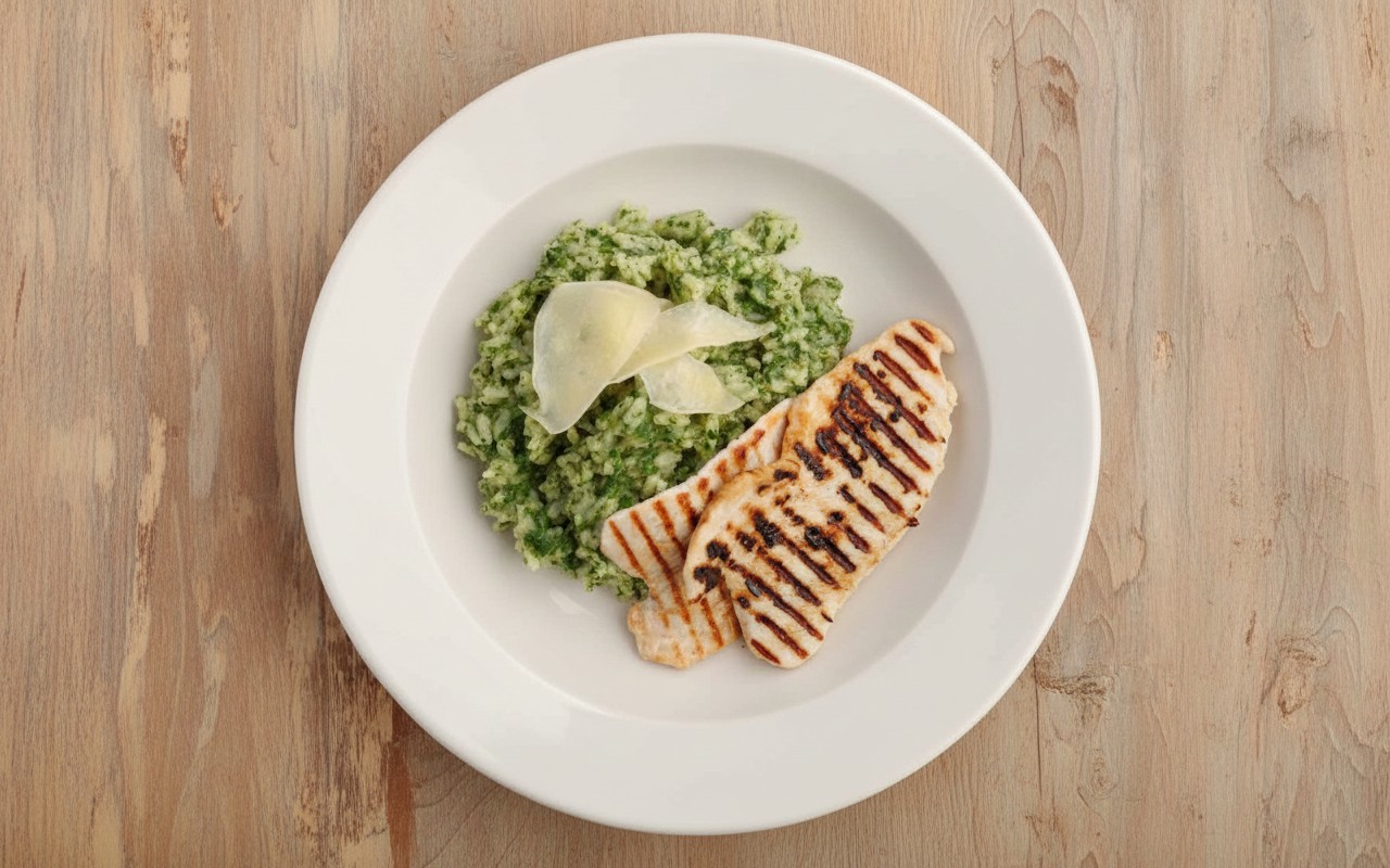 Risotto al Pesto con Pollo a la Plancha