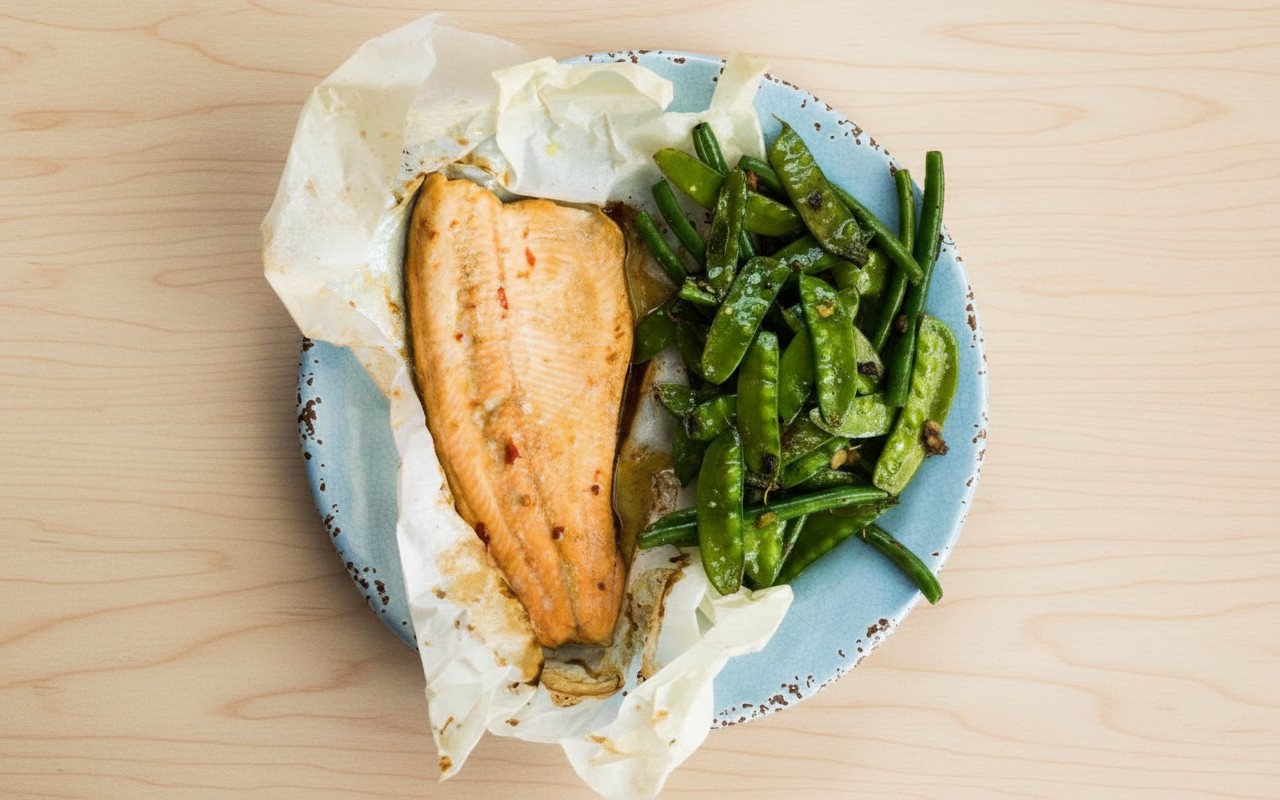 Trucha con Holantao y Vainitas Salteadas