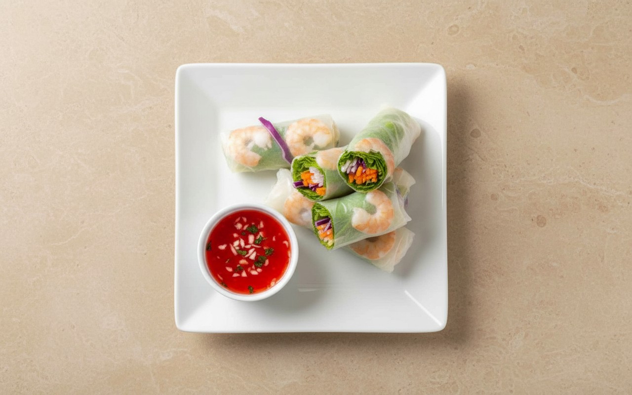 Rollitos de Arroz con Camarones y Vegetales