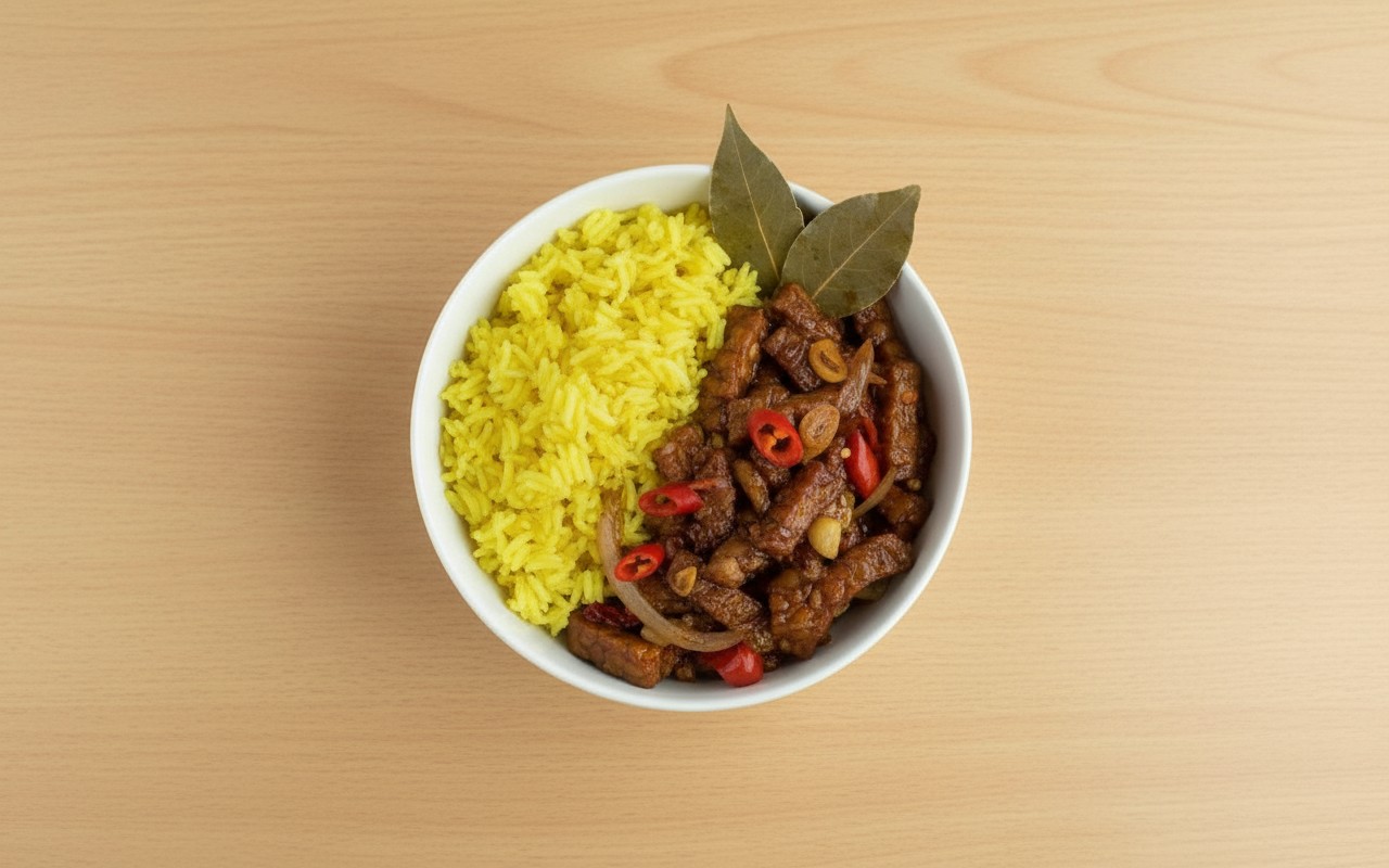 Estofado de Tempeh con Arroz Amarillo