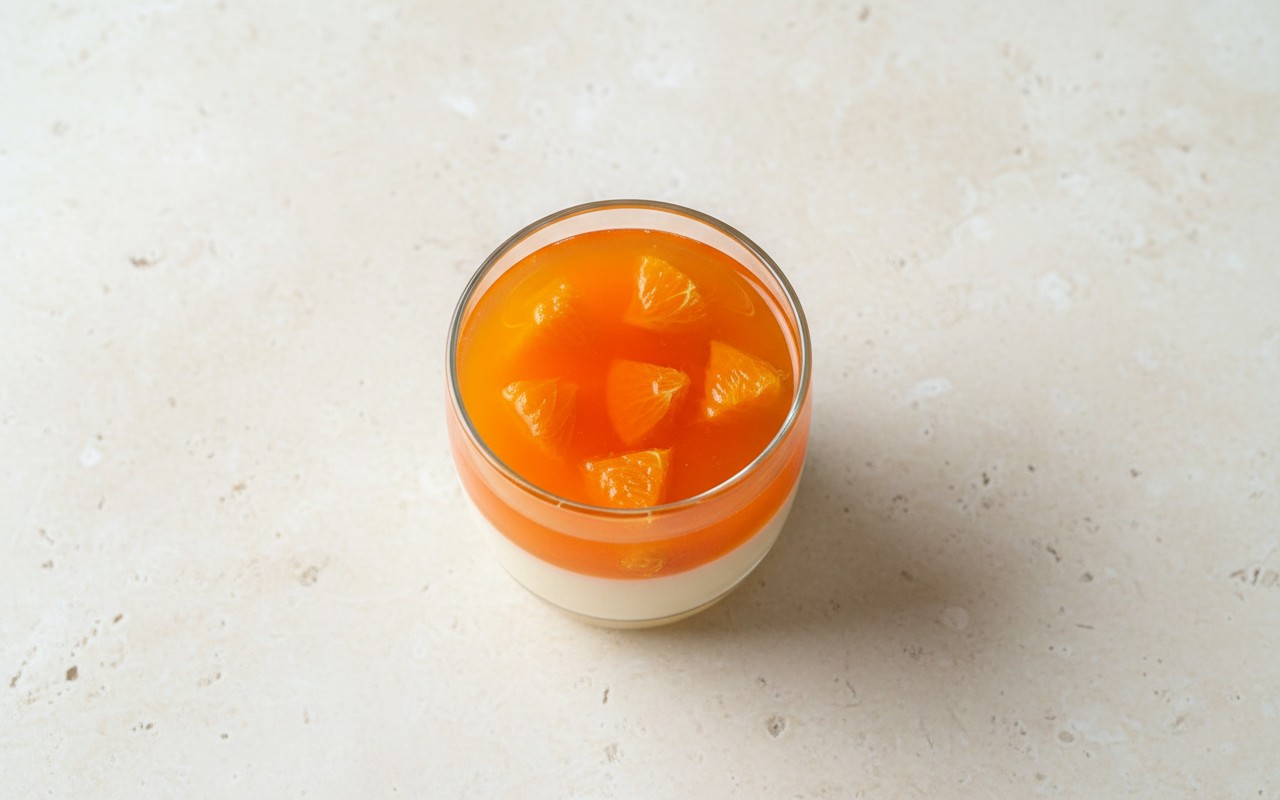Gelatina de Mandarina con Bebida de Almendras