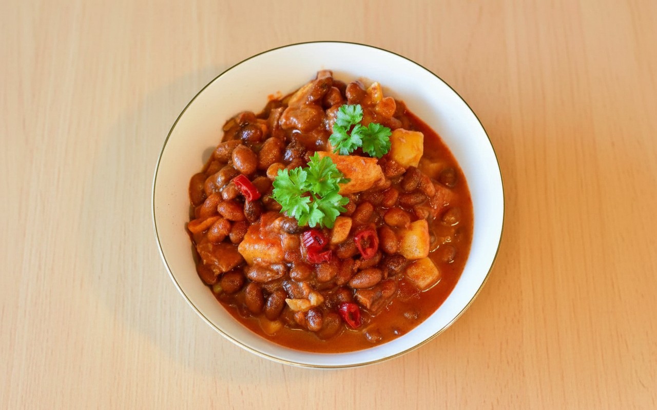 Guiso de Frijoles con Pollo al Pimentón