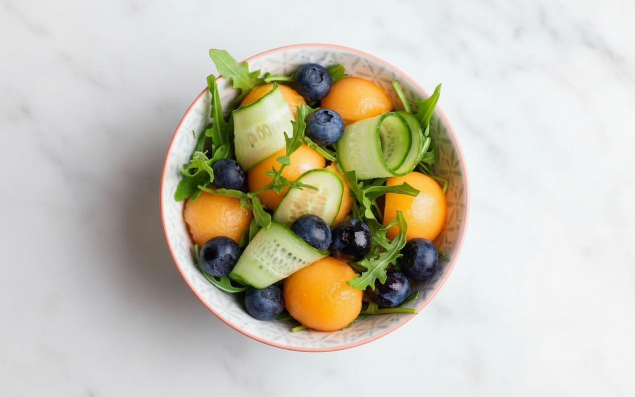 Ensalada de Melón, Arándanos y Pepino