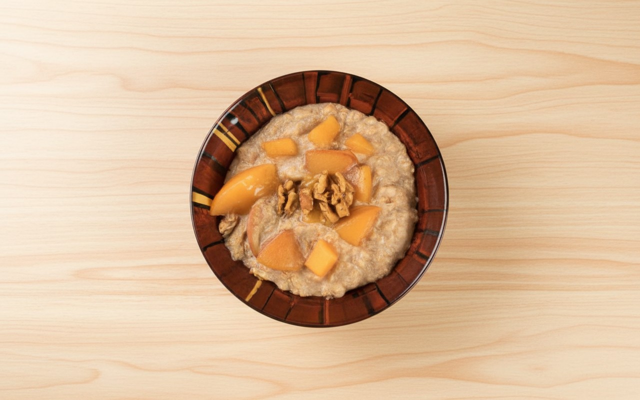 Porridge Proteico con Durazno y Nueces
