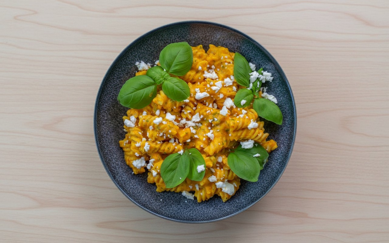Pasta con Crema de Calabaza y Queso