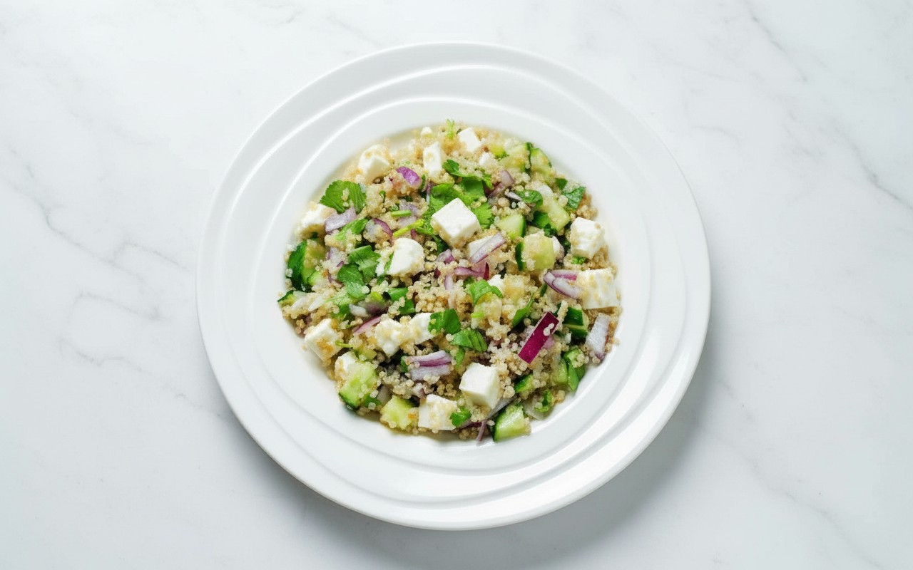 Ensalada Fresca de Quinua, Queso y Pepino