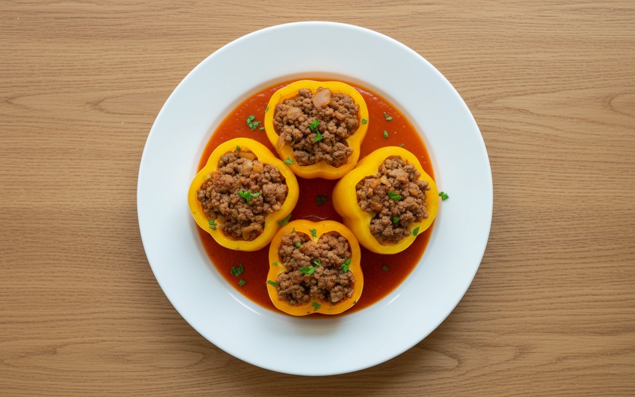 Pimiento Relleno de Carne en Salsa de Tomate