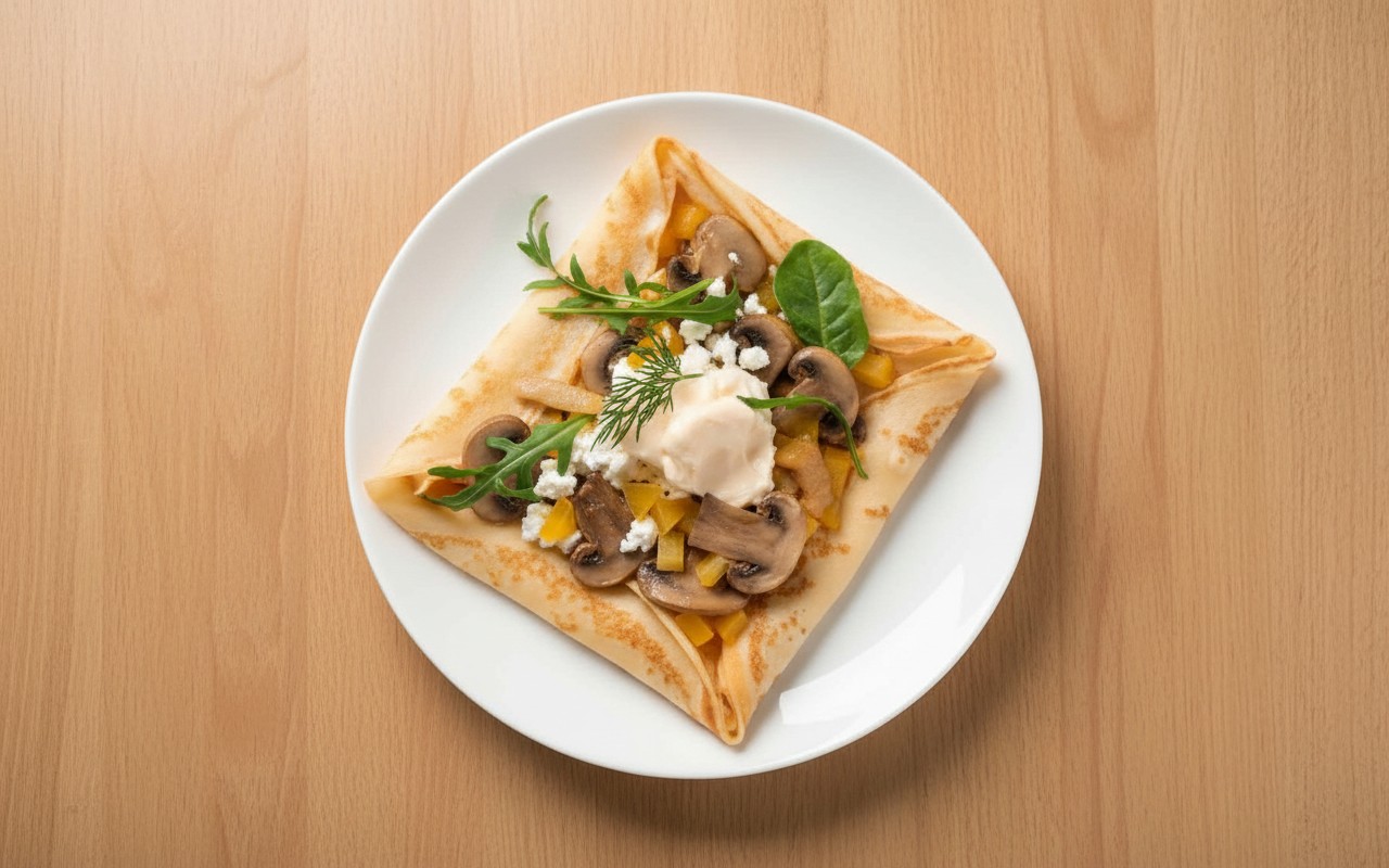 Crepes con Queso, Champiñones y Pimientos