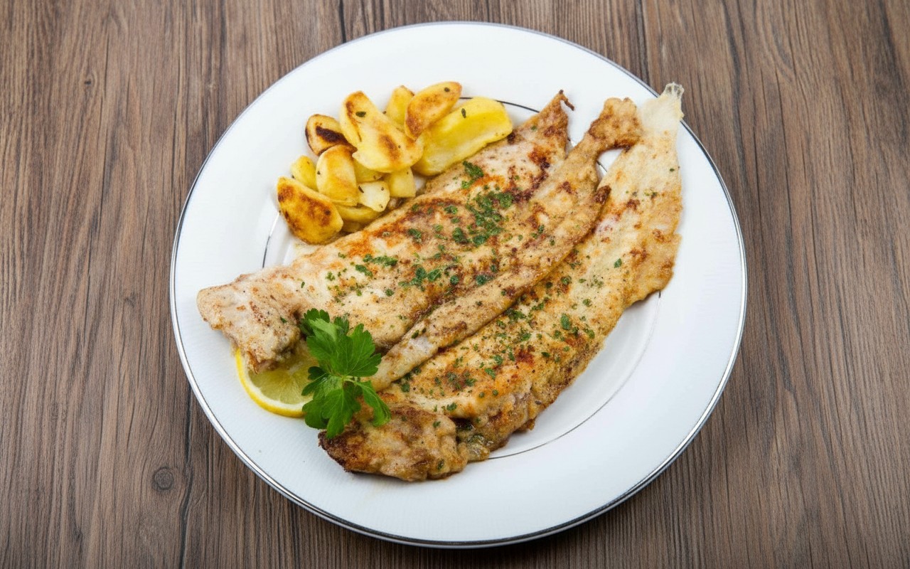 Pescado al Limón y Perejil con Bastones de Papas