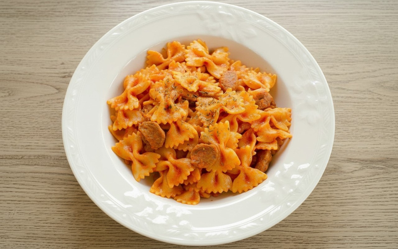 Corbatas en Salsa Roja con Cerdo