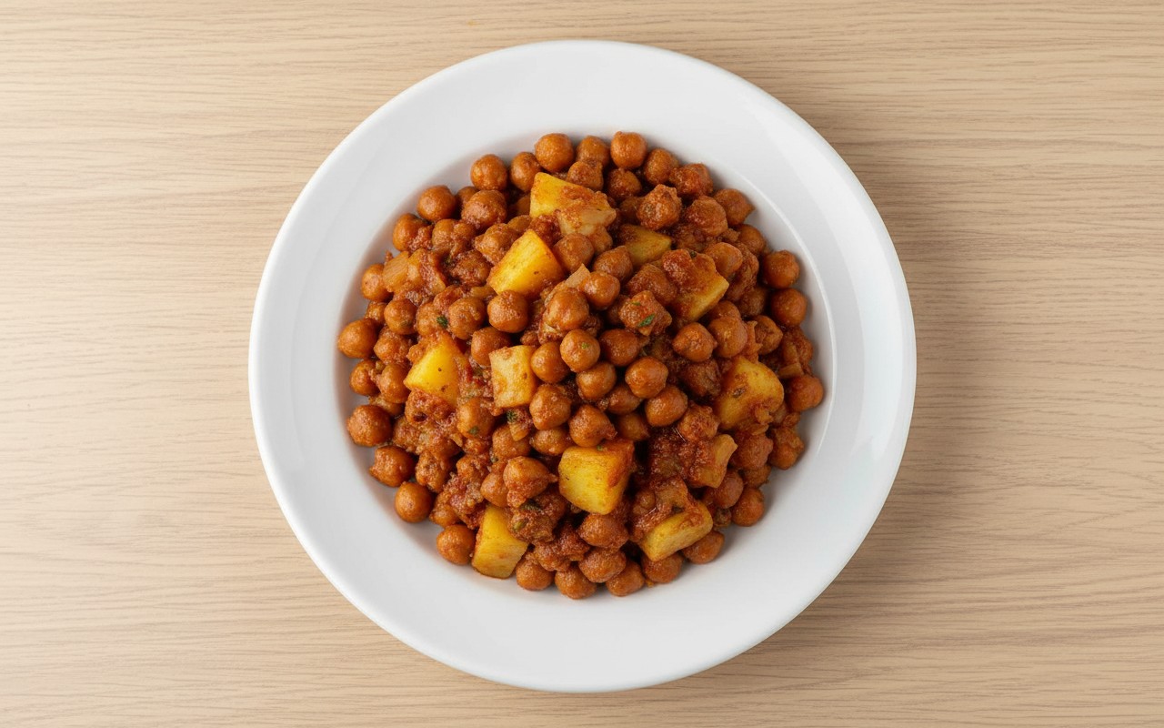 Guiso de Garbanzos Picantes con Papa