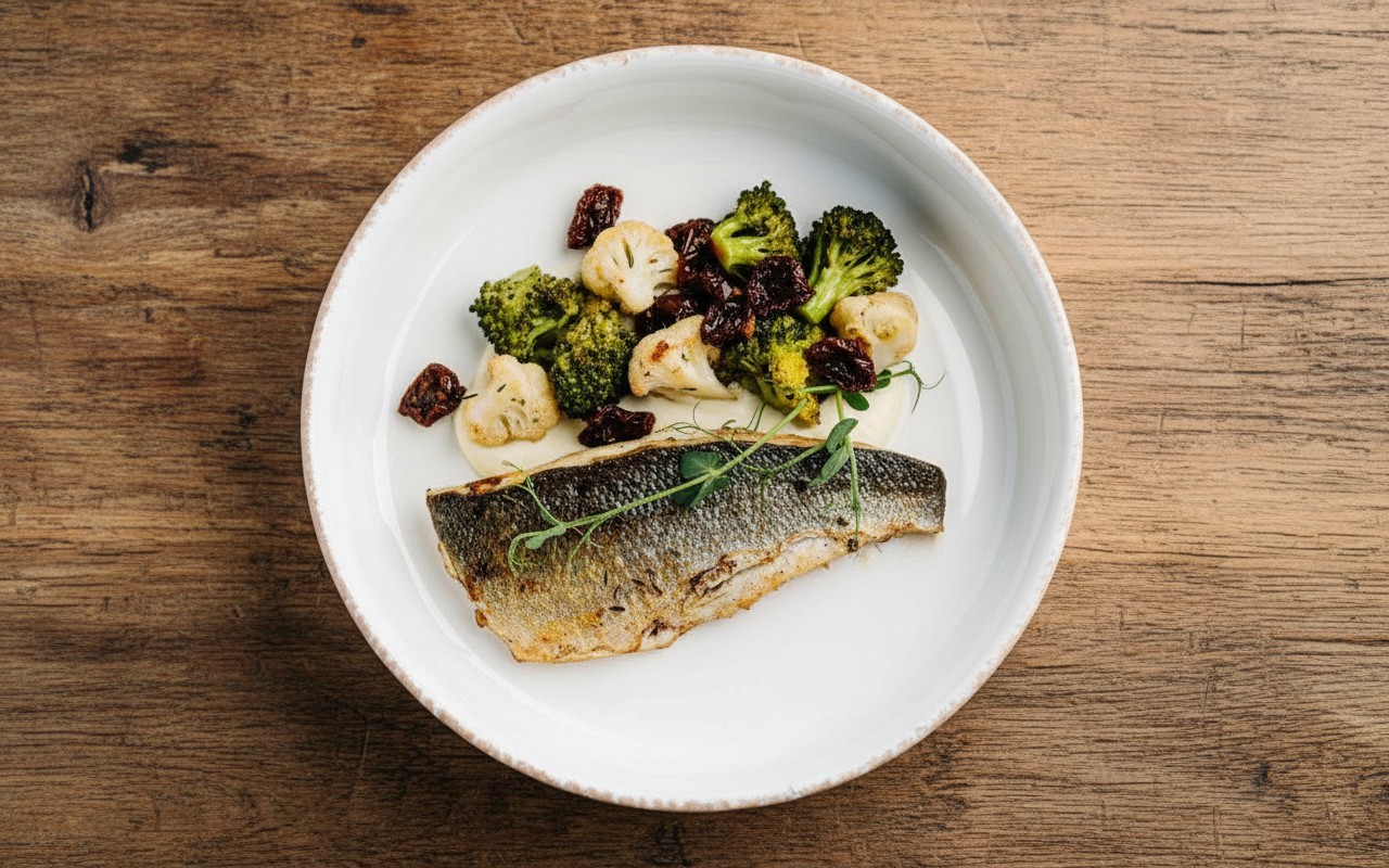 Pescado al Tomillo con Brócoli y Coliflor