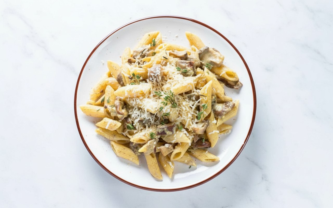 Pasta con Champiñones en Salsa de Ajo