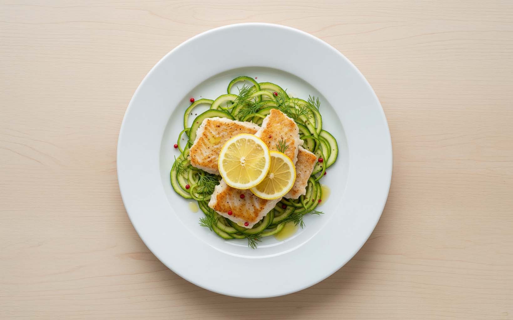 Pescado a la Plancha con Ensalada de Zucchini