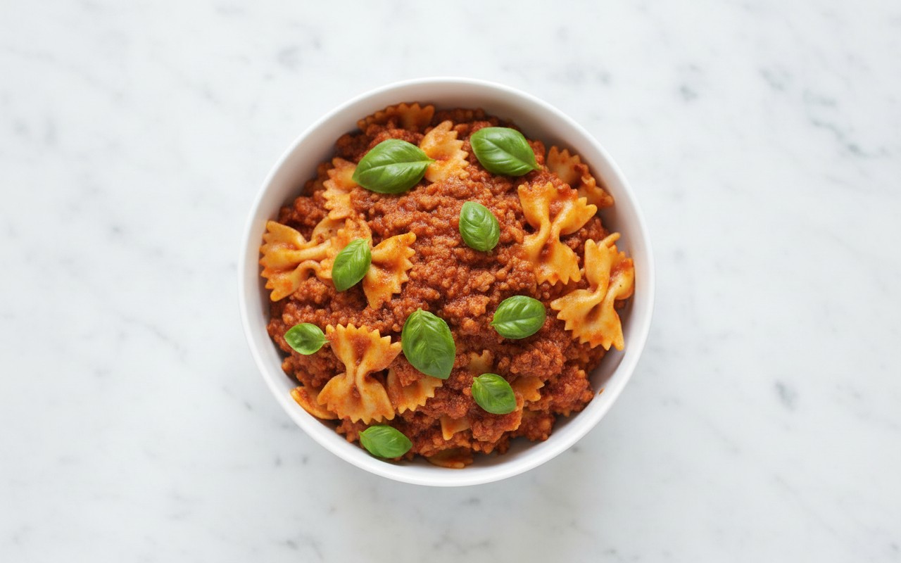 Corbatas con Bolognesa de Soja Texturizada