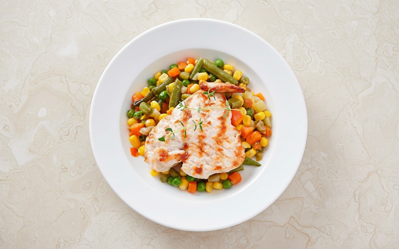 Pavo al Grill con Ensalada Cocida de Choclo