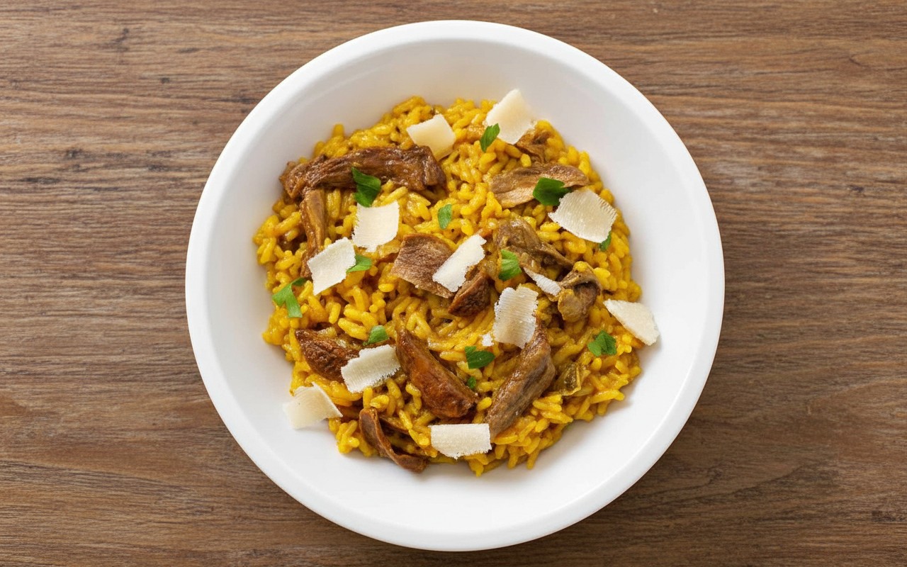 Carne Desmenuzada con Arroz Amarillo y Queso