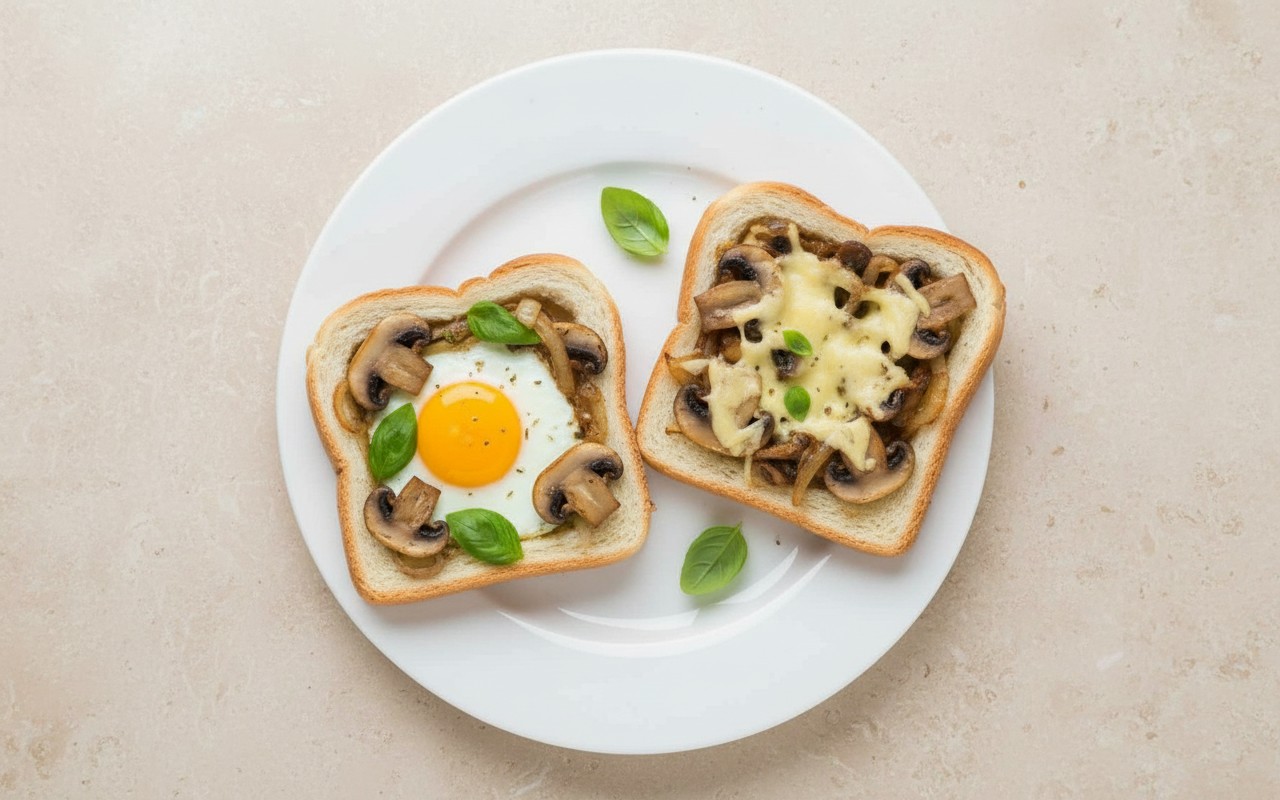 Canastas con Huevo, Queso y Champiñones