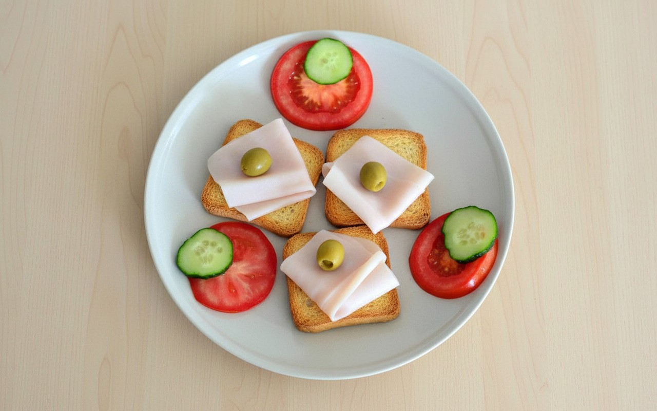 Tostadas con Jamón, Aceituna y Tomate