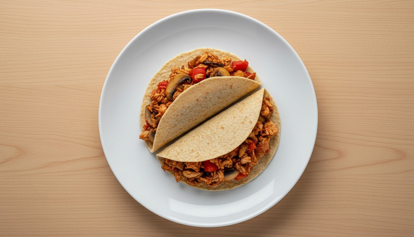 Taco de Avena con Guiso de Atún y Champiñones