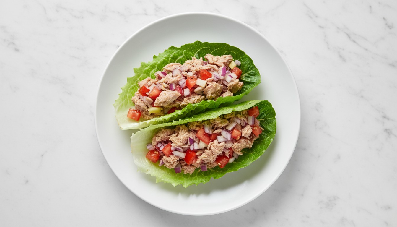 Taco de Lechuga con Tomate y Cebolla