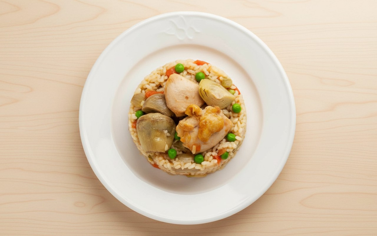 Guiso de Pollo con Alcachofa y Arroz