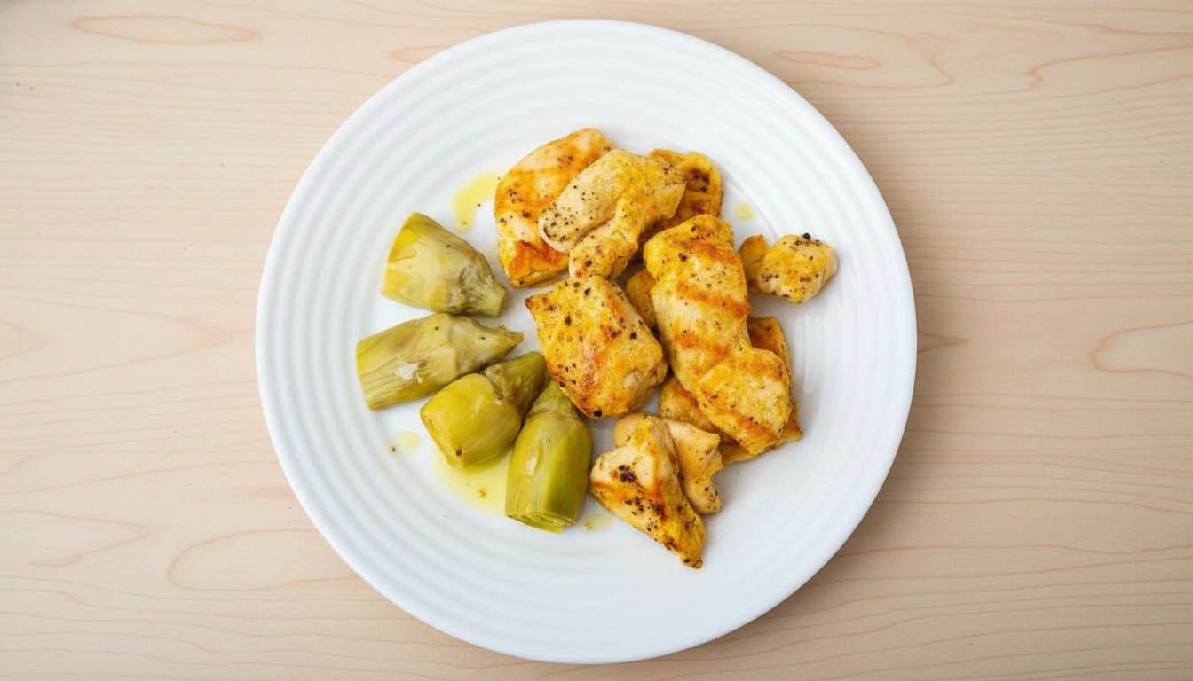 Pollo al Grill con Alcachofas