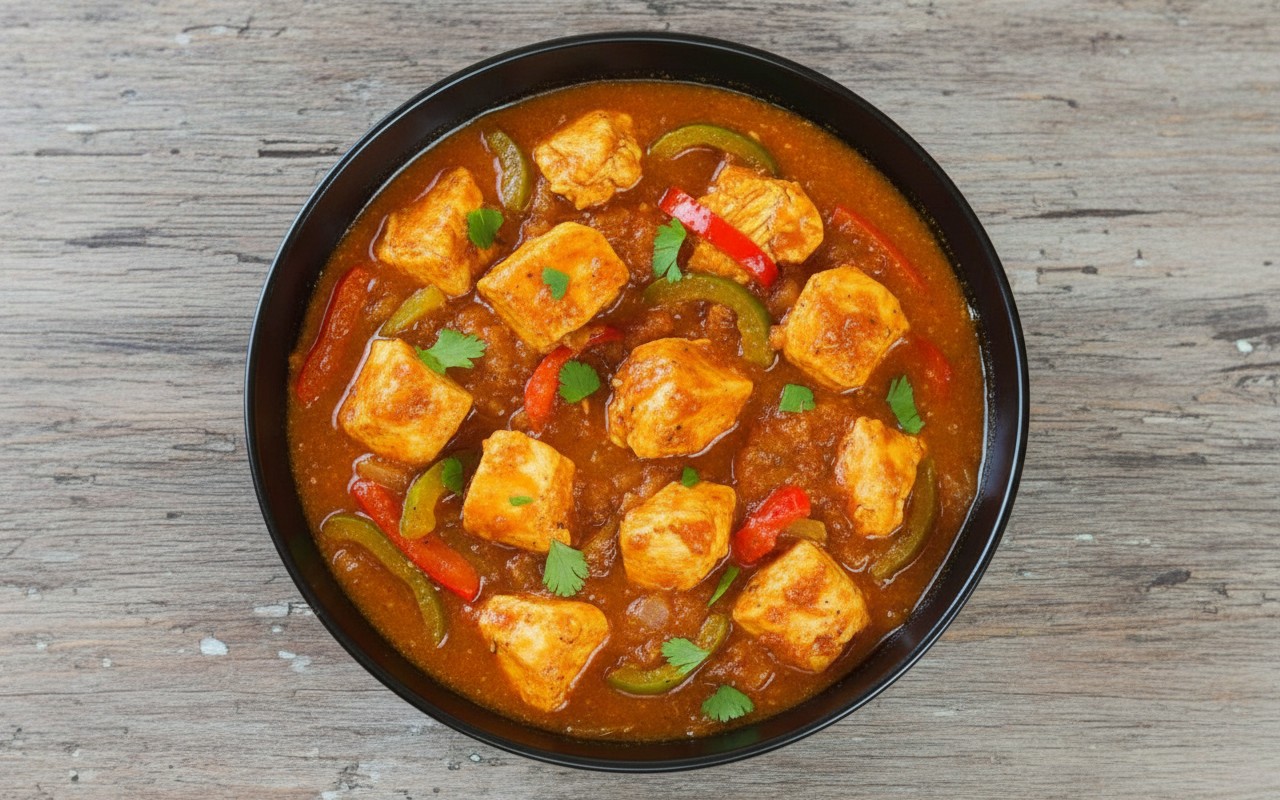 Guiso de Pollo con Curry y Pimientos