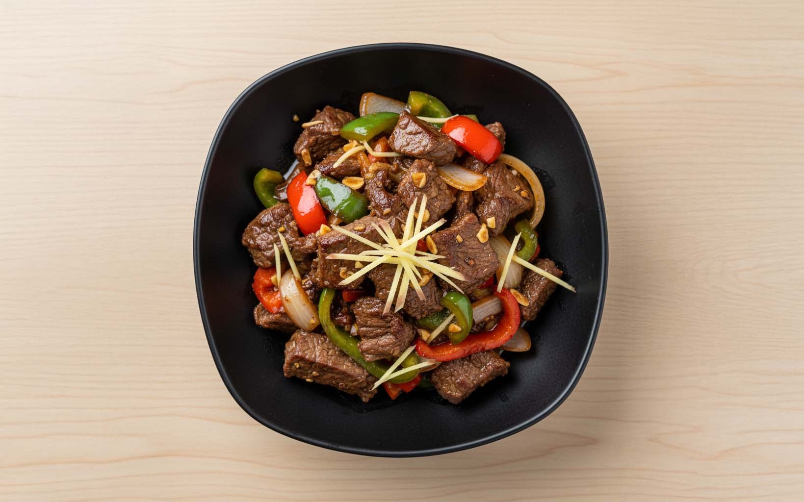 Saltado de Res Oriental con Pimiento y Cebolla