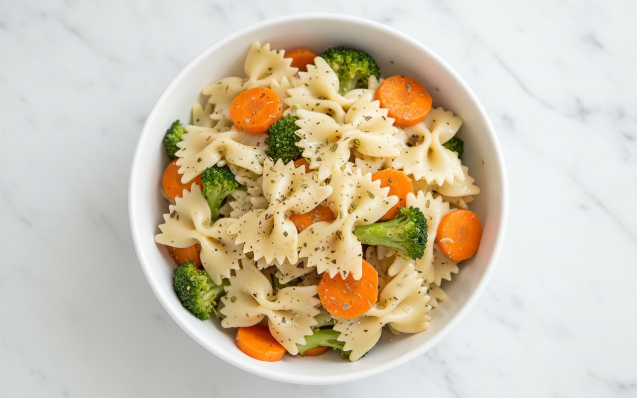 Ensalada de Corbatas con Brócoli y Zanahoria