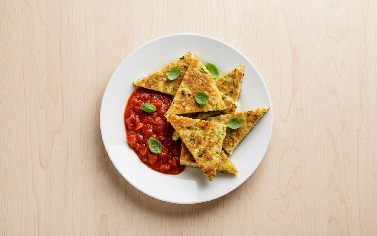Tortilla de Zucchini con Salsa de Tomate