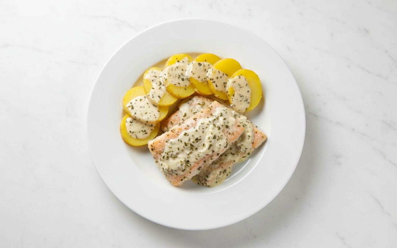 Pescado al Orégano con Queso y Papa