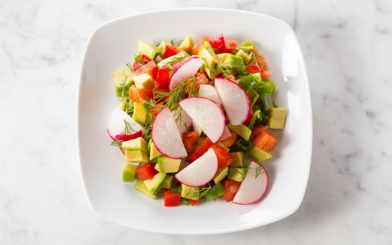 Ensalada de Rábano con Pepino y Palta