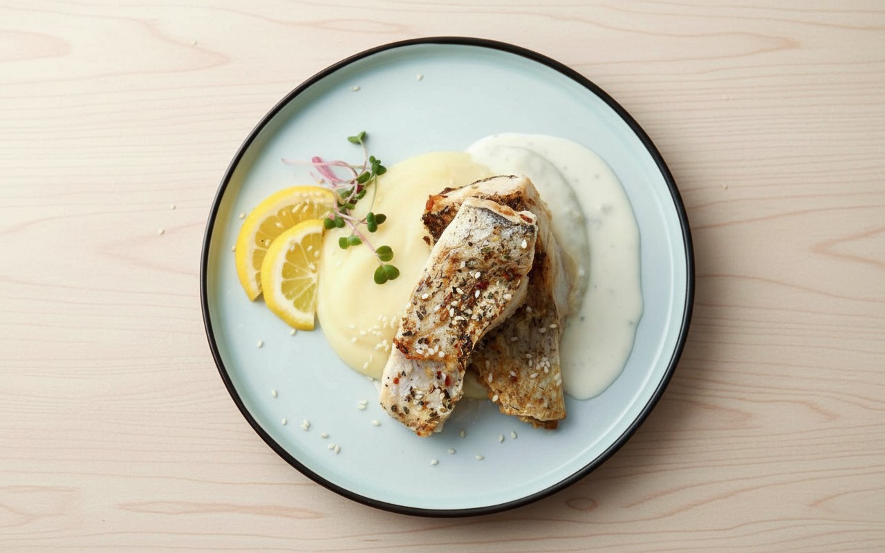Pescado al Orégano con Puré de Papas