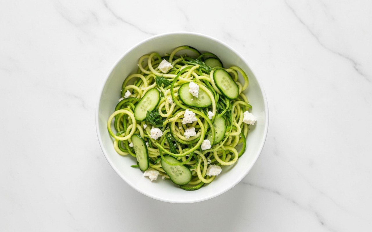 Ensalada de Zucchini con Pepino y Queso